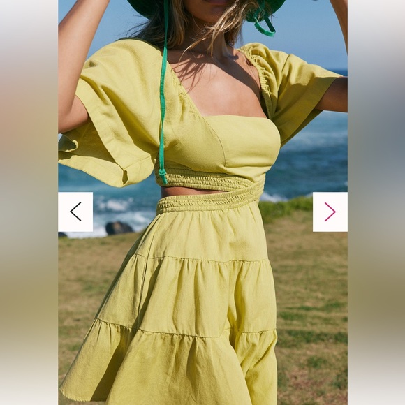 NWT Free People Women’s Cross Of Sunlight Mini Lime Dress Size Large - Picture 4 of 12